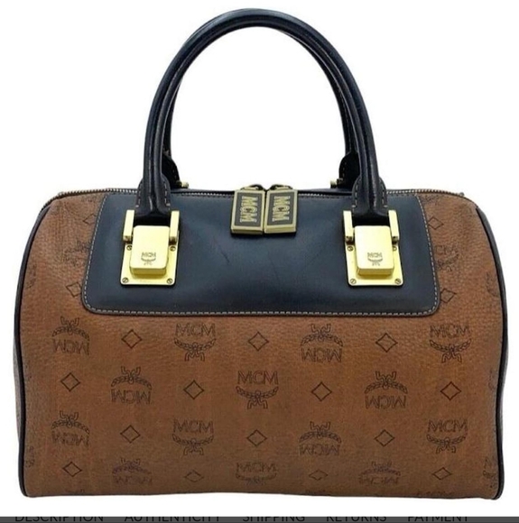 MCM Handbags - MCM Visetos Boston Bag 30 Dark Brown